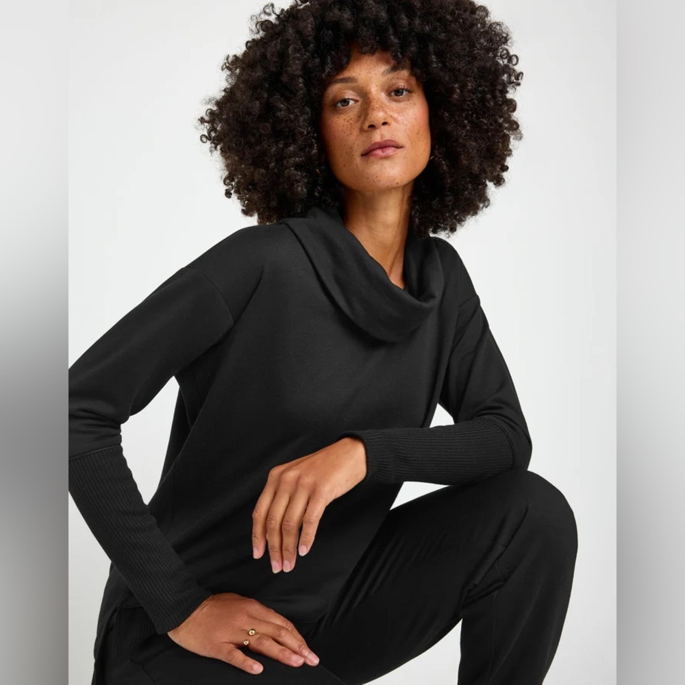 NWT SPLENDID (XS) Soft Fleece Plush Cowl Neck Pullover Casual Stretch Luxury - Picture 15 of 15